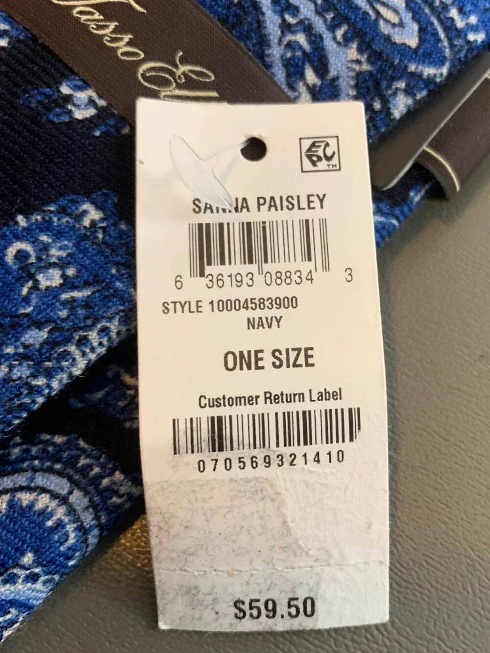 Tasso Elba Men's 3.25'' 100% Wool Paisley Pattern Neck Tie, Navy Blue, One Size
